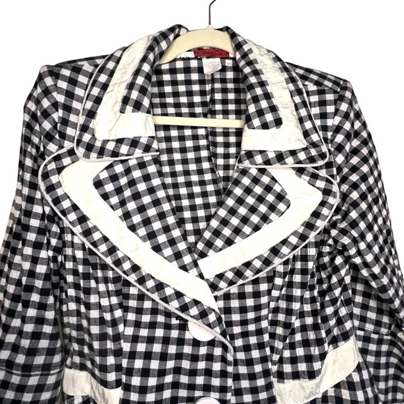 Saint Gil Paris Black and White Check Blazer 100% Cotton Made in USA Size Large - Picture 2 of 7